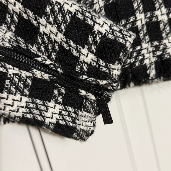 Karl Lagerfeld Paris Tweed Moto Jacket Black White Size M - Picture 5 of 8